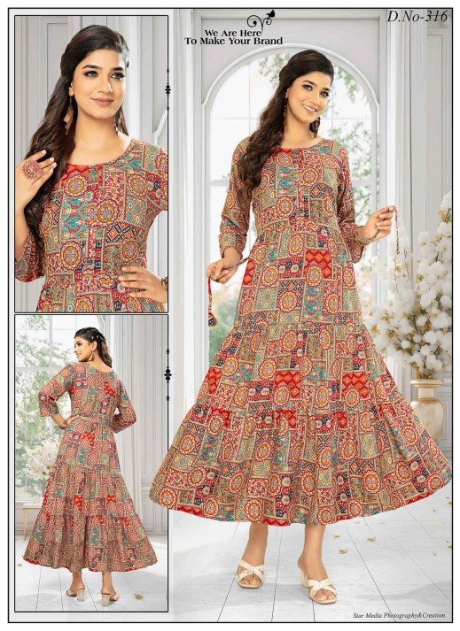 Anarkali Kurtis Catalog Wholesaler & Exporter in India | Ajmera Fashion  in Surat